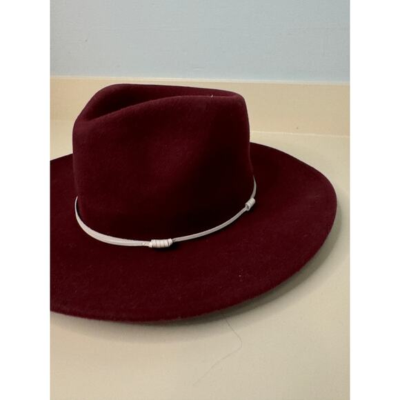 WYETH Wine Fedora Hat with White Leather Trim Accent main image 6